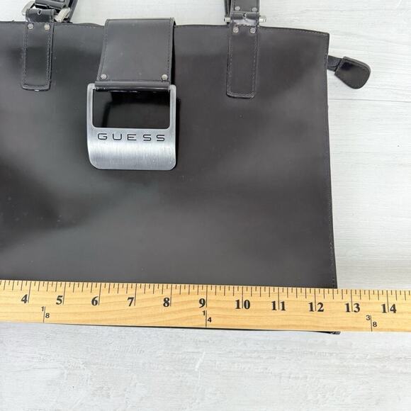 Vintage Y2K Guess Shoulder Bag Black Patent Leather Buckle Logo Purse Retro 90s - Picture 9 of 16